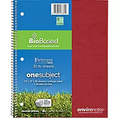 Environotes Recycled College Ruled 1 Subject Notebook, 11'' x 9'', 80 Heavyweight Sheets, Assorted Earthtone Covers
