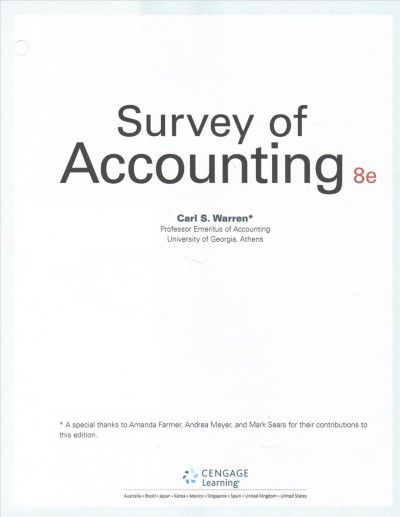 Survey of Accounting (Loose Pgs)(w/CengageNOWv2 Access)